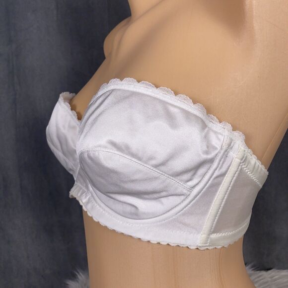 Vintage Vogue Bra Size 36C Shimmer Satin Fiberfill Lined Strapless Bra Canada - Picture 5 of 12